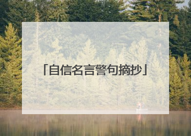 自信名言警句摘抄