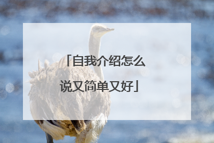 自我介绍怎么说又简单又好
