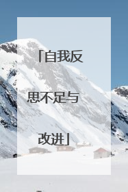 自我反思不足与改进