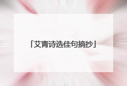 艾青诗选佳句摘抄