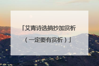 艾青诗选摘抄加赏析(一定要有赏析)