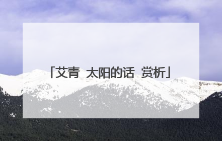 艾青 太阳的话 赏析