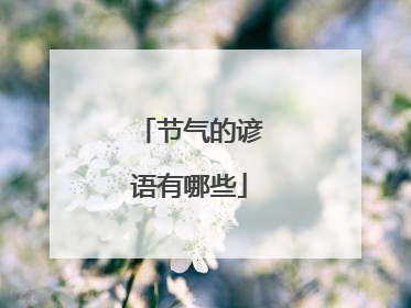 节气的谚语有哪些