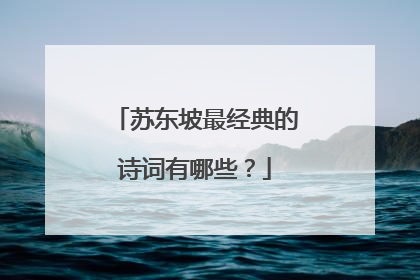 苏东坡最经典的诗词有哪些？