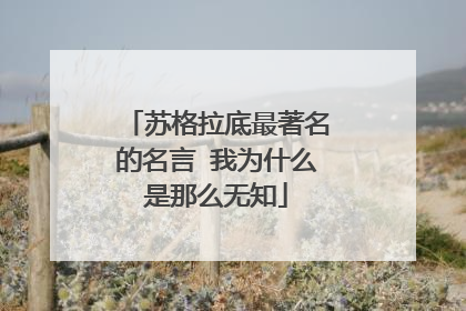 苏格拉底最著名的名言 我为什么是那么无知
