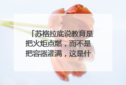 苏格拉底说教育是把火炬点燃，而不是把容器灌满，这是什么意思呢？
