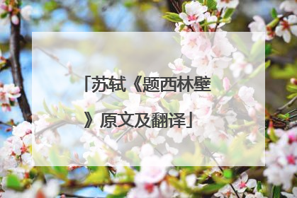 苏轼《题西林壁》原文及翻译