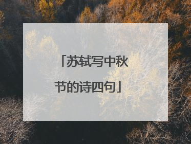 苏轼写中秋节的诗四句
