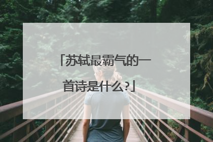 苏轼最霸气的一首诗是什么?