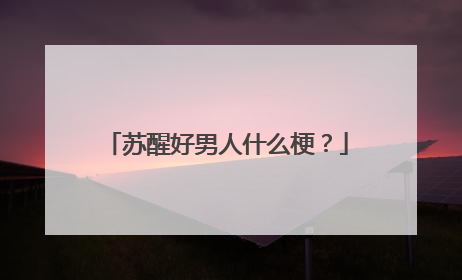 苏醒好男人什么梗?