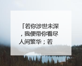 若你涉世未深,我便带你看尽人间繁华;若 你心已沧桑,就陪你坐旋转木马。 求这话意思。不要抄袭的