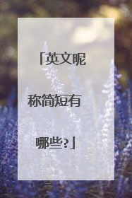 英文昵称简短有哪些?