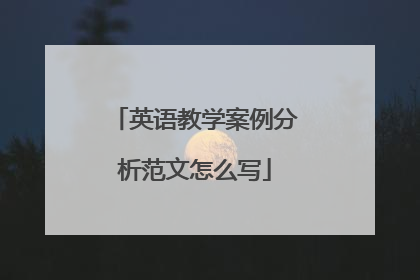 英语教学案例分析范文怎么写