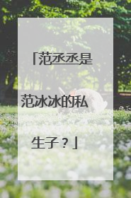 范丞丞是范冰冰的私生子？