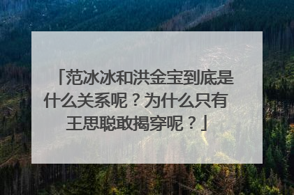 范冰冰和洪金宝到底是什么关系呢？为什么只有王思聪敢揭穿呢？