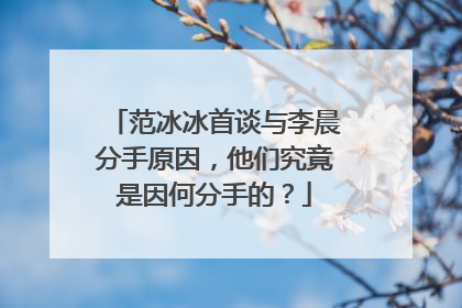 范冰冰首谈与李晨分手原因，他们究竟是因何分手的？