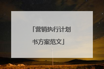 营销执行计划书方案范文