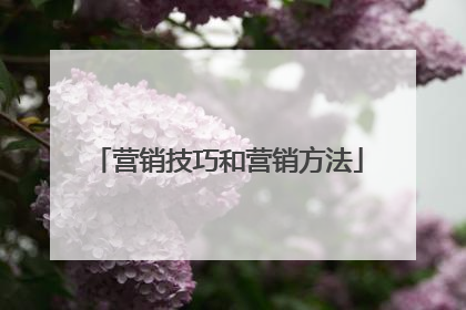 营销技巧和营销方法