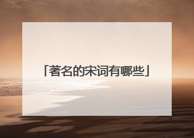 著名的宋词有哪些