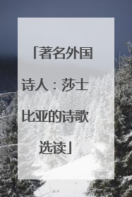 著名外国诗人:莎士比亚的诗歌选读