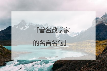 著名数学家的名言名句