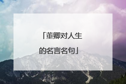 董卿对人生的名言名句