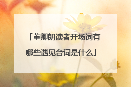 董卿朗读者开场词有哪些遇见台词是什么