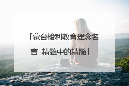 蒙台梭利教育理念名言 精髓中的精髓