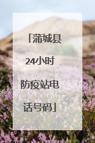 蒲城县24小时防疫站电话号码