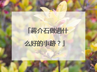 蔣介石做過什么好的事跡？