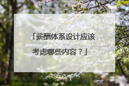 薪酬体系设计应该考虑哪些内容？