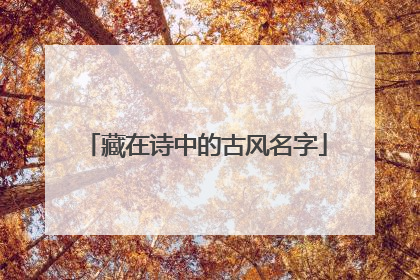 藏在诗中的古风名字
