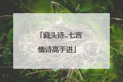 藏头诗…七言情诗高手进