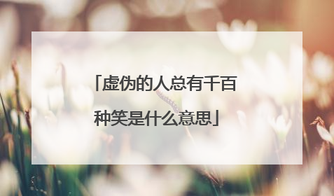 虚伪的人总有千百种笑是什么意思