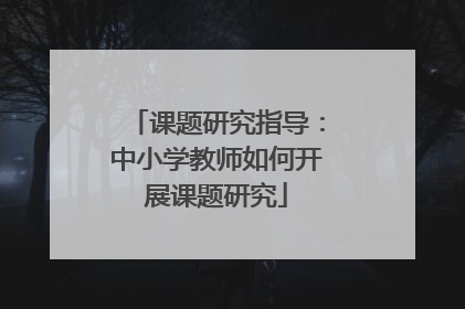 课题研究指导：中小学教师如何开展课题研究