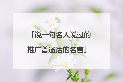 说一句名人说过的推广普通话的名言