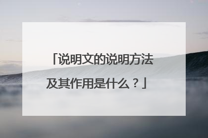 说明文的说明方法及其作用是什么？