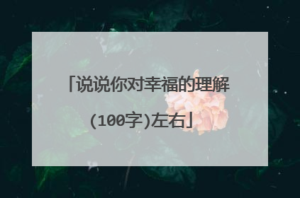 说说你对幸福的理解(100字)左右