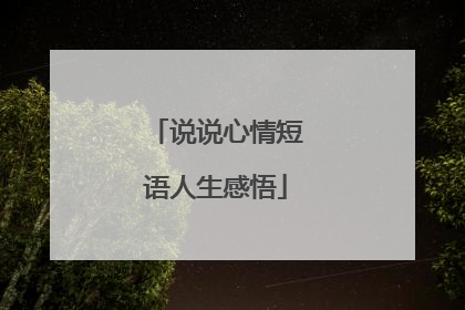 说说心情短语人生感悟