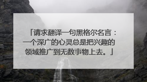 请求翻译一句黑格尔名言：一个深广的心灵总是把兴趣的领域推广到无数事物上去。