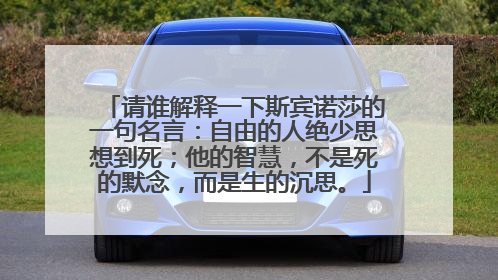 请谁解释一下斯宾诺莎的一句名言：自由的人绝少思想到死；他的智慧，不是死的默念，而是生的沉思。