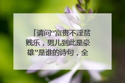 请问“富贵不淫贫贱乐，男儿到此是豪雄”是谁的诗句，全文是什么？