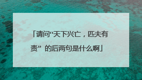 请问“天下兴亡,匹夫有责” 的后两句是什么啊