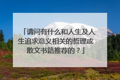 请问有什么和人生及人生追求意义相关的哲理或散文书籍推荐的?
