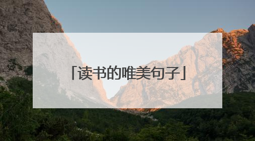 读书的唯美句子