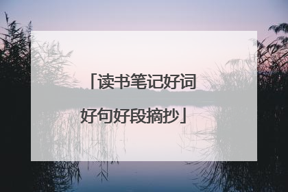 读书笔记好词好句好段摘抄