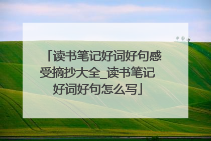 读书笔记好词好句感受摘抄大全_读书笔记好词好句怎么写