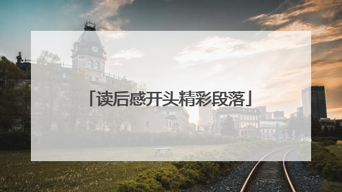 读后感开头精彩段落