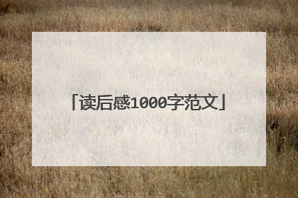 读后感1000字范文