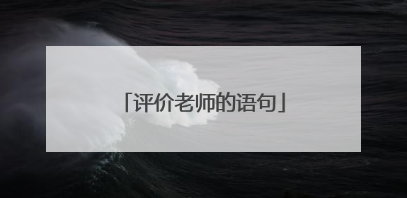 评价老师的语句